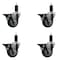 Service Caster 3.5'' Gray Poly Swivel 1-1/4'' Expanding Stem Caster Set with Brake, 4PK SCC-EX20S3514-PPUB-PLB-114-4 - alternate 1